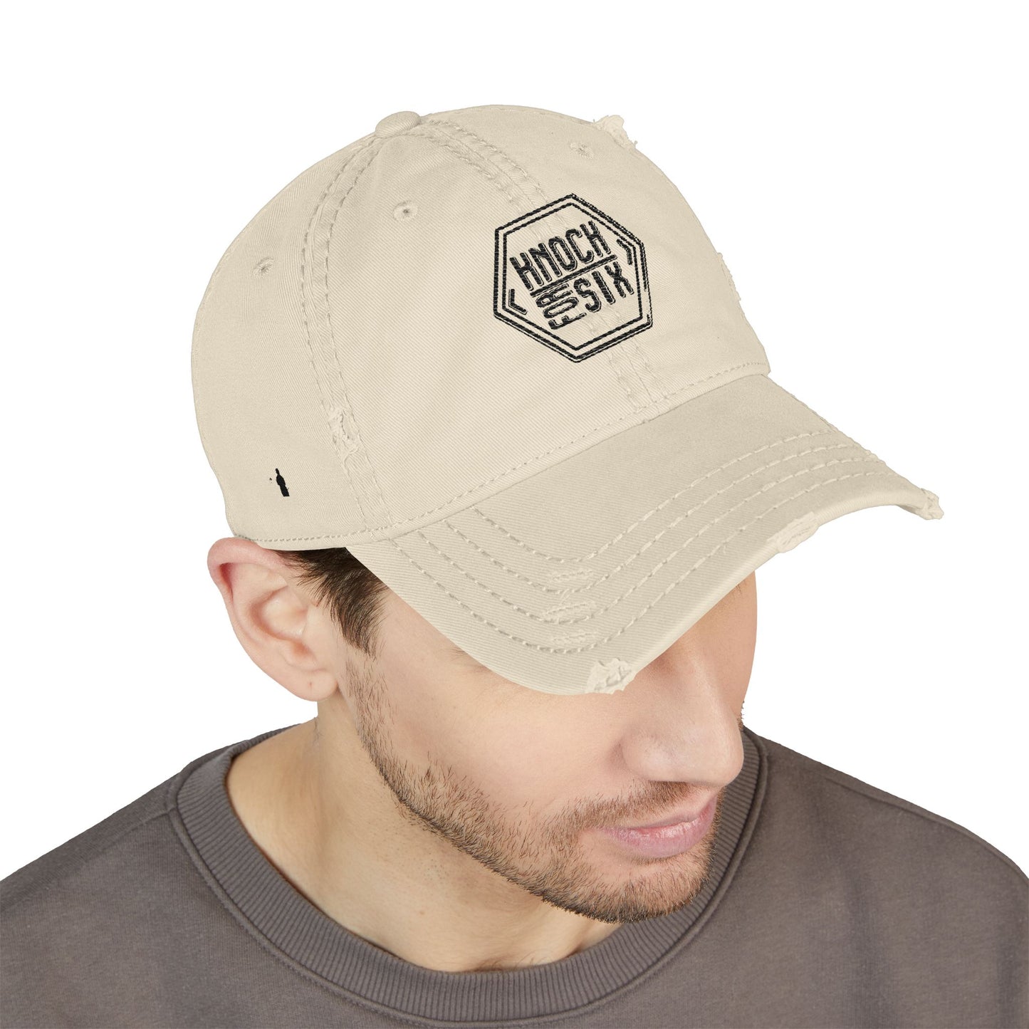 Distressed Dad Hat Knock For Six